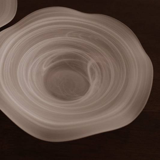 ESME Handmade Wavy Round Frosted Glass Cosmic Deep Plate White