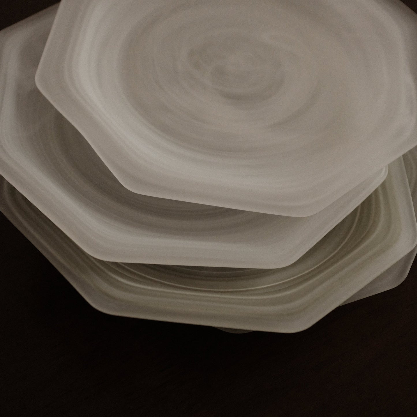ESME Handmade Hexagon Frosted Glass Cosmic Plate White