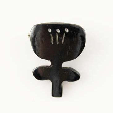 Akorat Japan Bone Brooch Flower Black