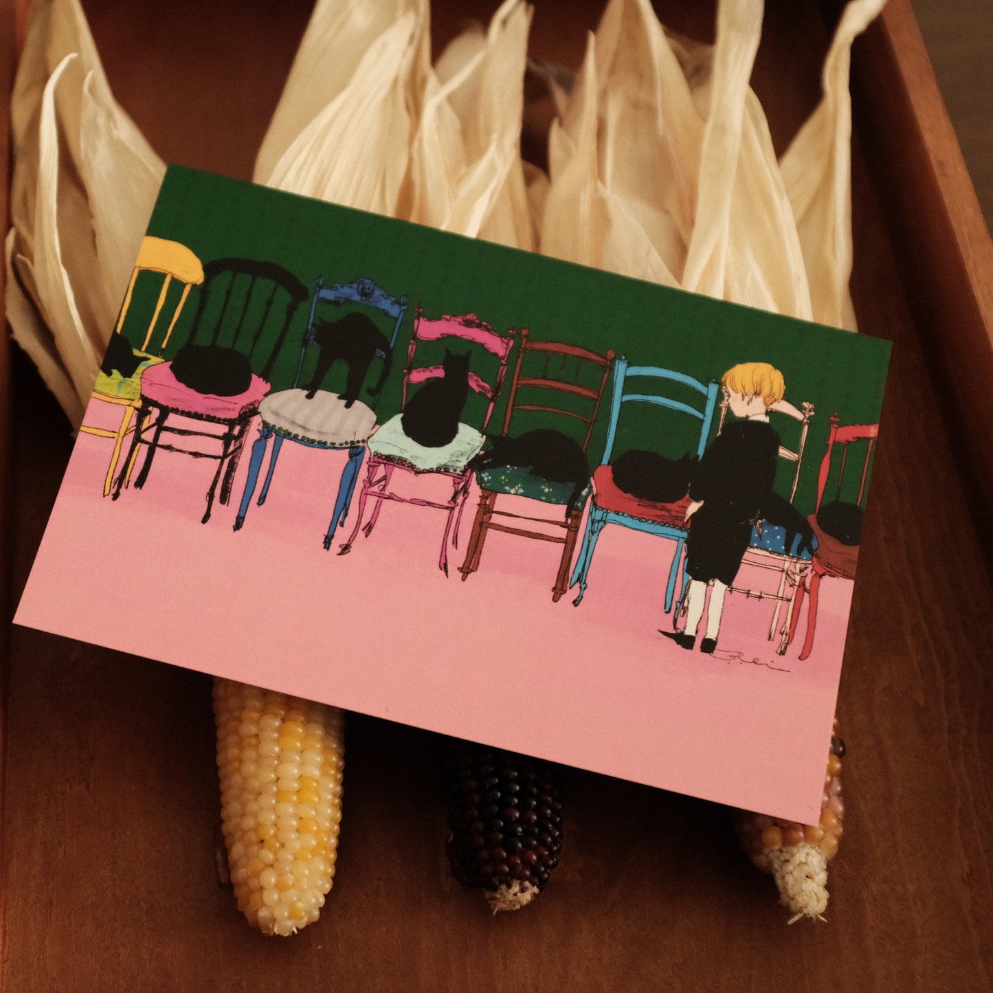 Kurahashi Rei Cat Musical Chairs Postcard