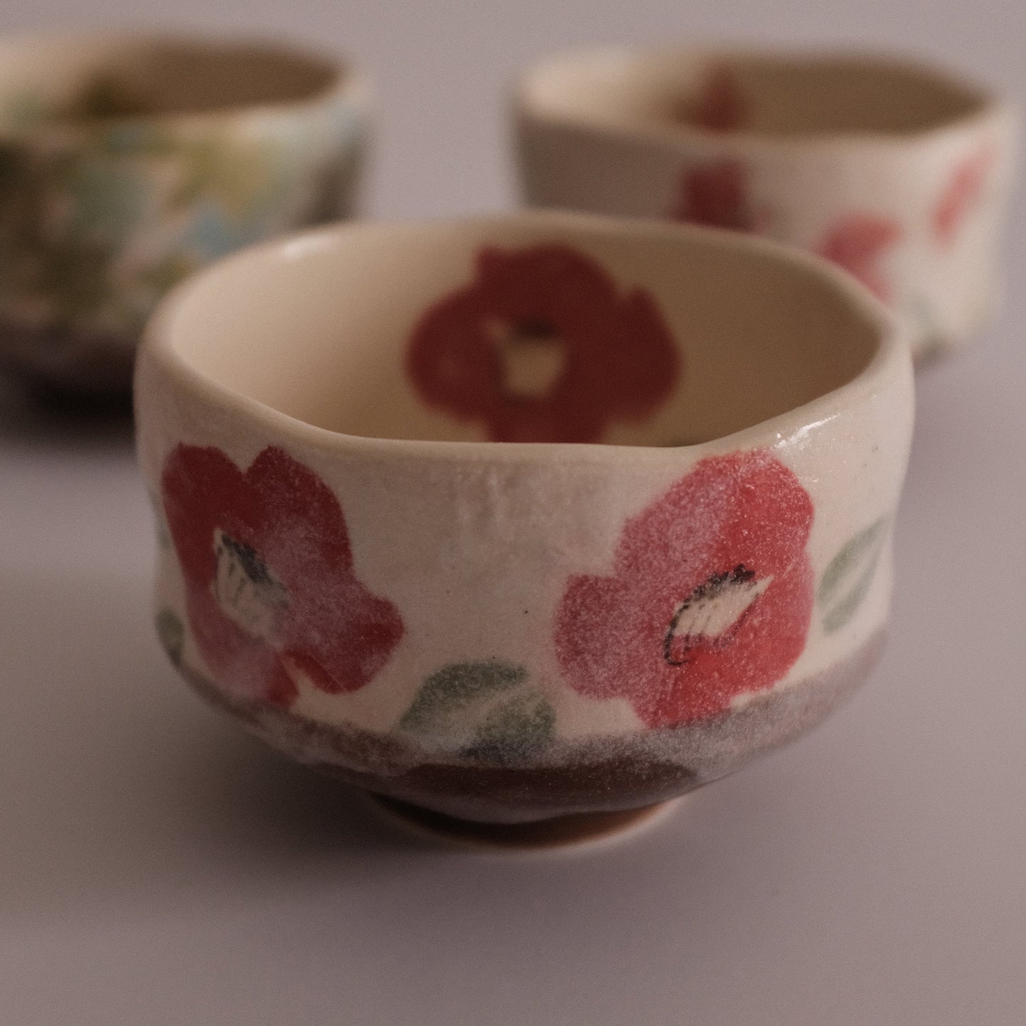 Hatsuichi Japan Camelia Blossom Mini Chawan Matcha Bowl Tea Bowl Minoware