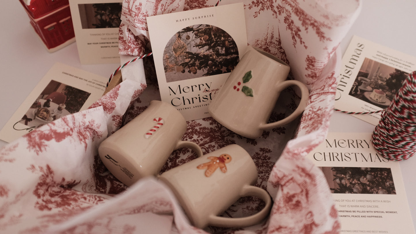NOELLE Christmas Rustic Charm Handpainted Gingerbread Man Relief Ceramic Pitcher Jug