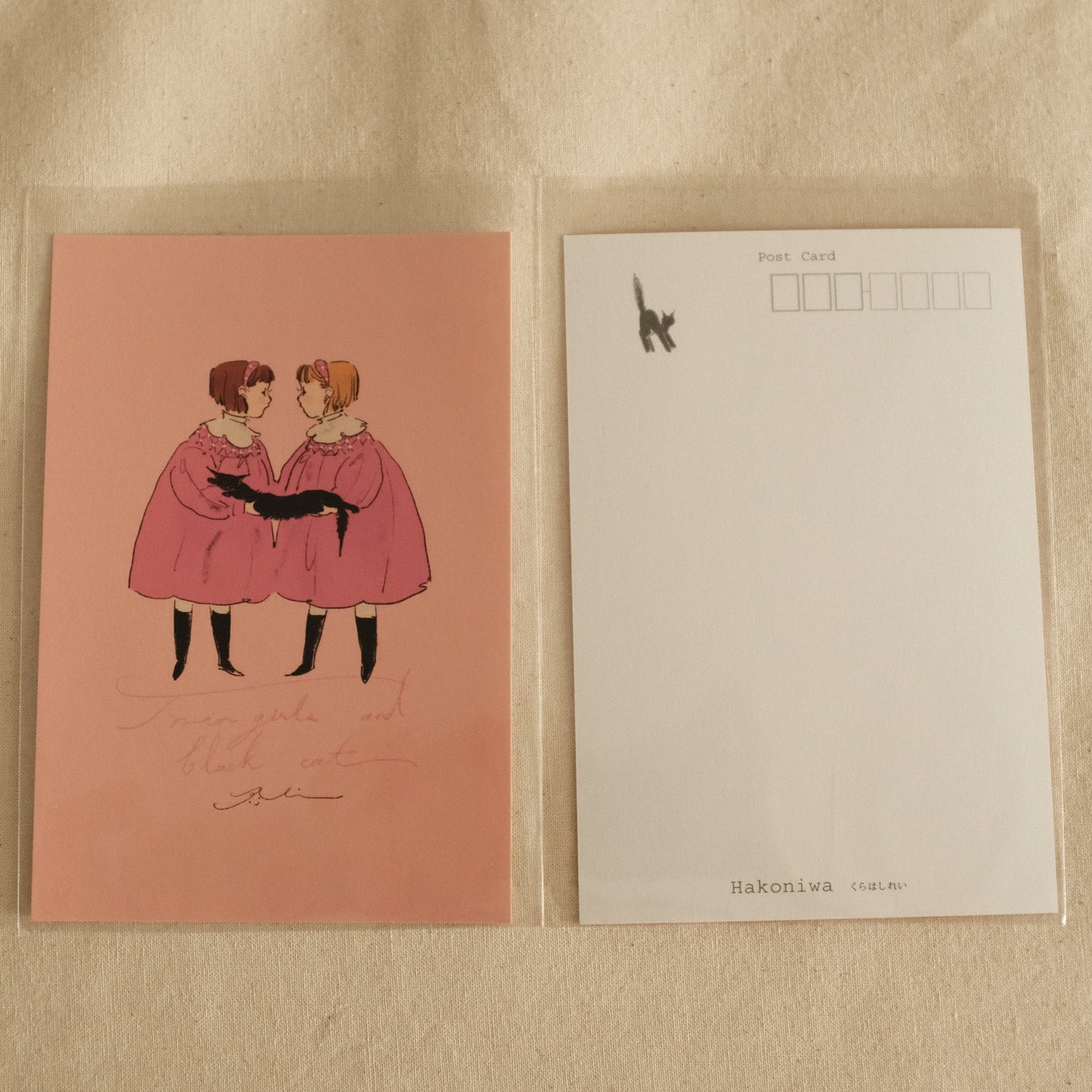 Kurahashi Rei Cat and Twins Postcard