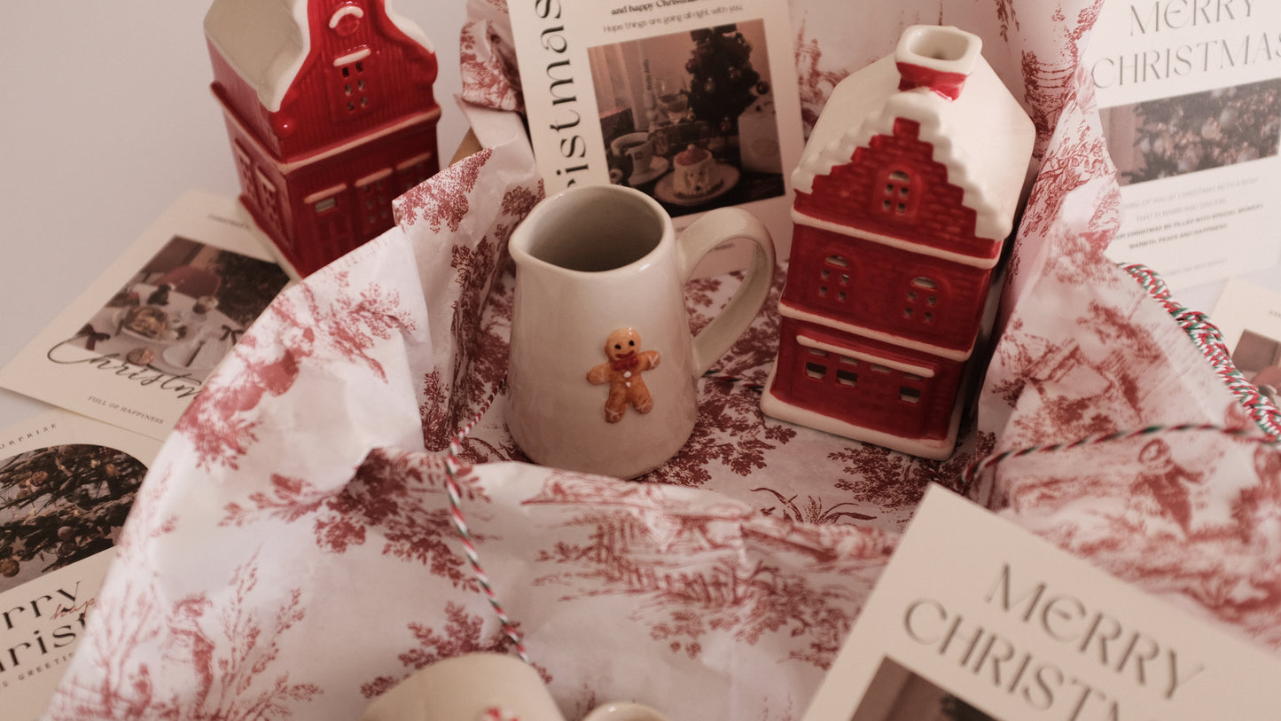 NOELLE Christmas Rustic Charm Handpainted Gingerbread Man Relief Ceramic Pitcher Jug