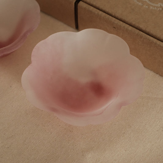 Aika Japan X Iwasawa Glass Honoka Handmade Small Edo Glass Bowl White Pink Cherry Blossom