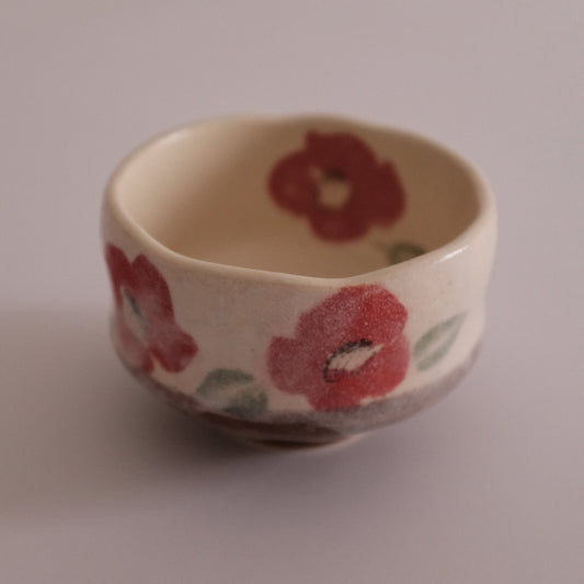 Hatsuichi Japan Camelia Blossom Mini Chawan Matcha Bowl Tea Bowl Minoware