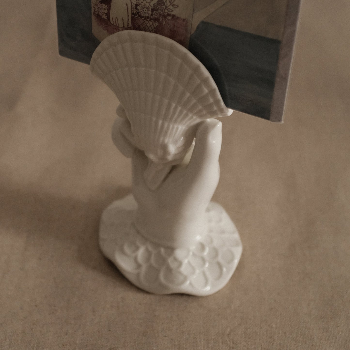MARELLA French Retro Grasp of Sea Shell Ceramic Flower Vase Card Holder Tissue Holder