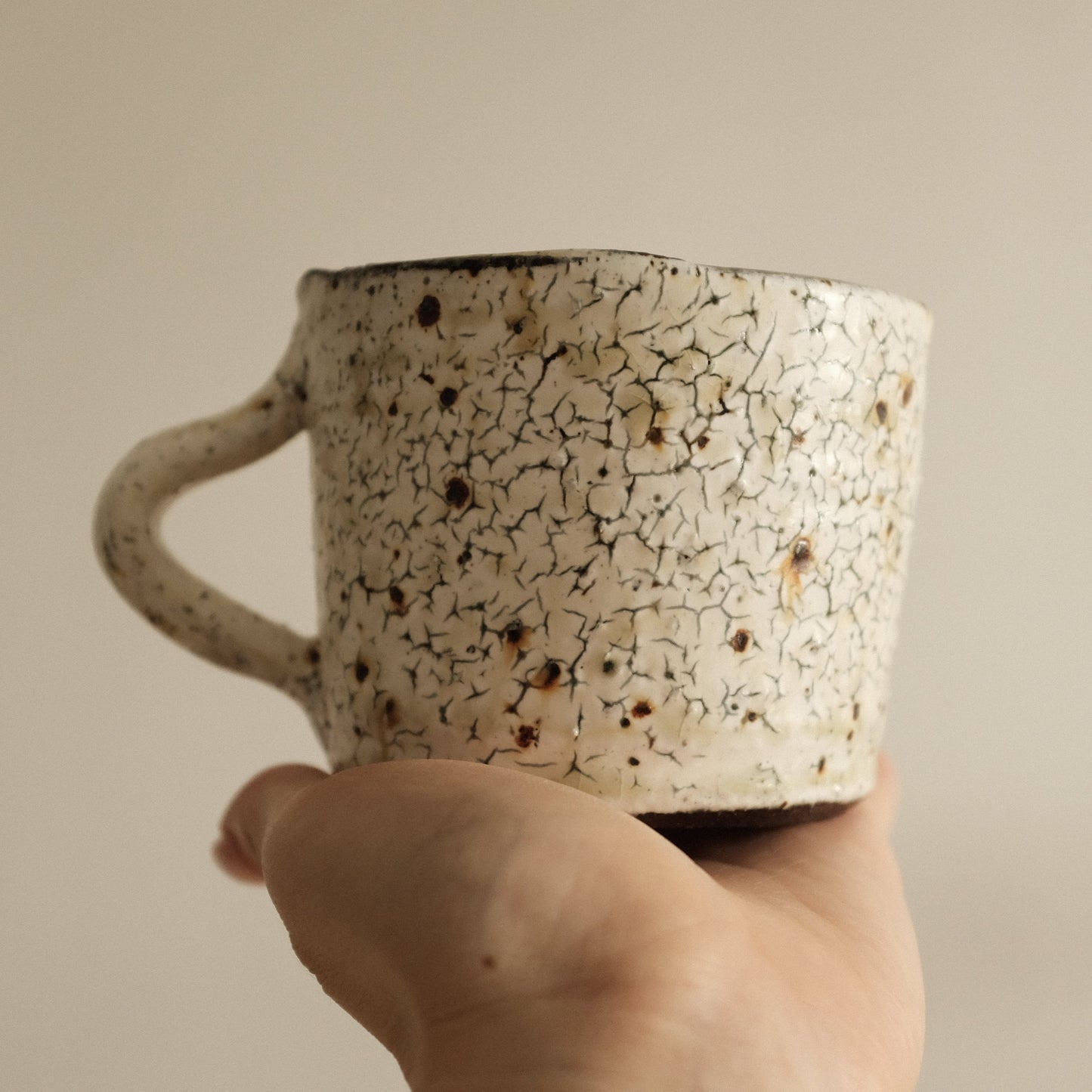 Kazuhito Yamamoto White Vidro Powdered Glaze Antique Mug