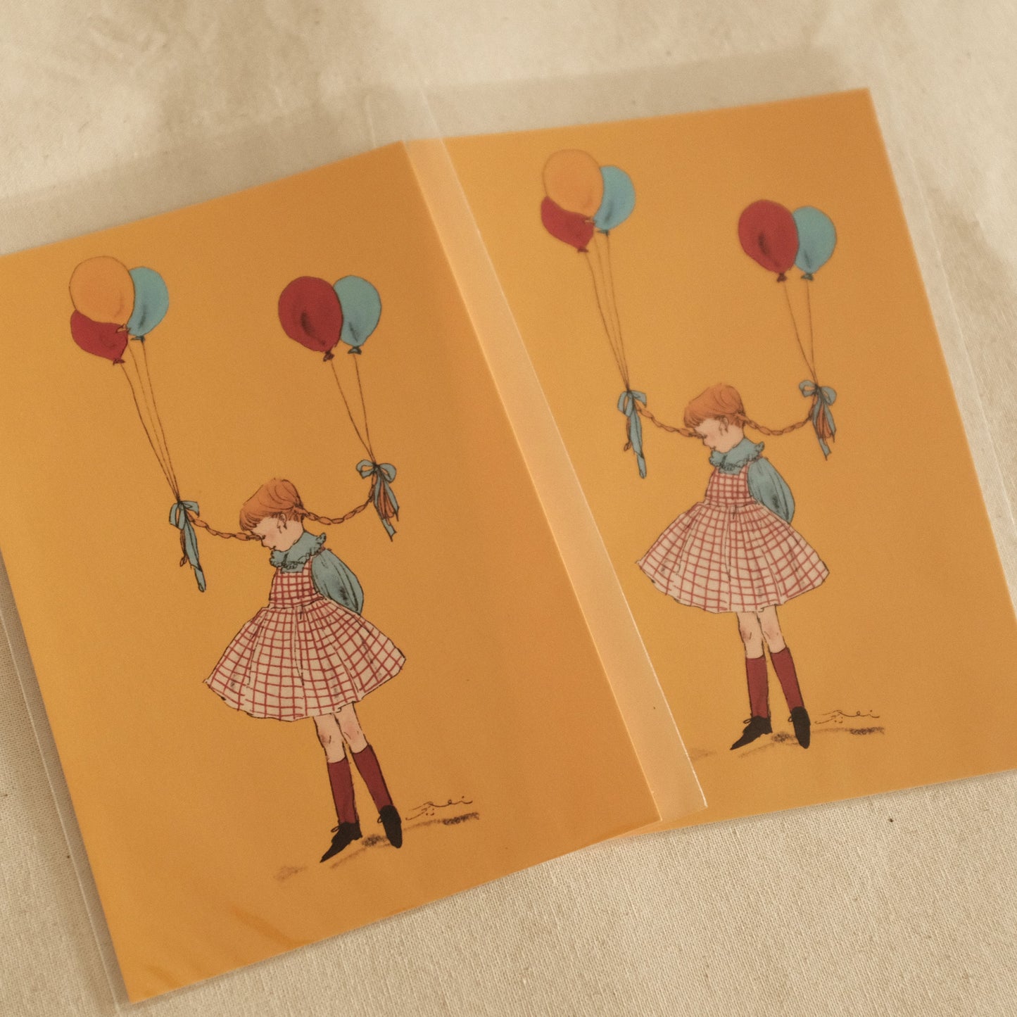 Kurahashi Rei Girl with Balloon Postcard