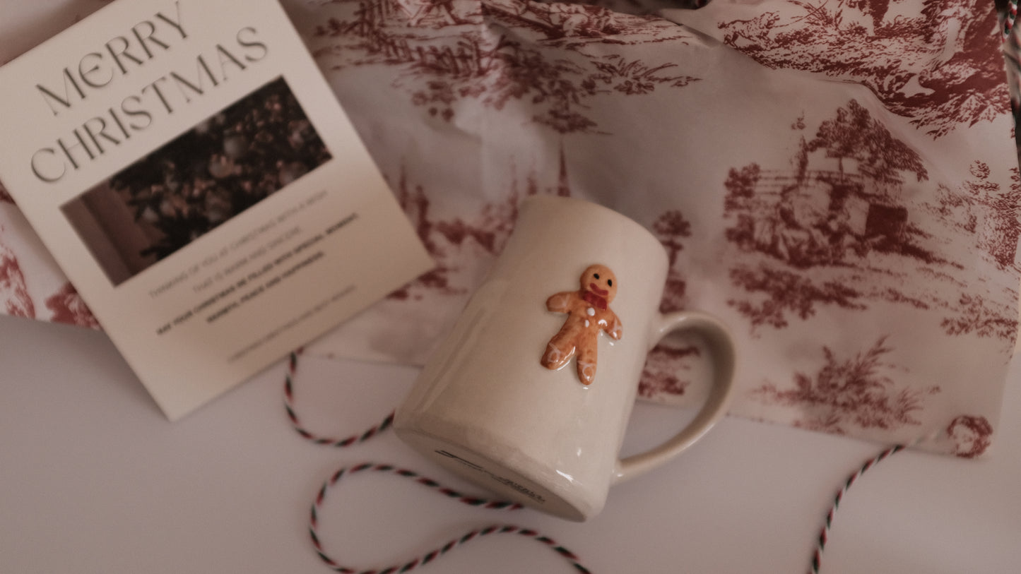 NOELLE Christmas Rustic Charm Handpainted Gingerbread Man Relief Ceramic Pitcher Jug