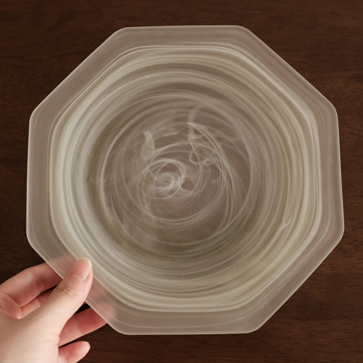 ESME Handmade Hexagon Frosted Glass Cosmic Plate Moss Green