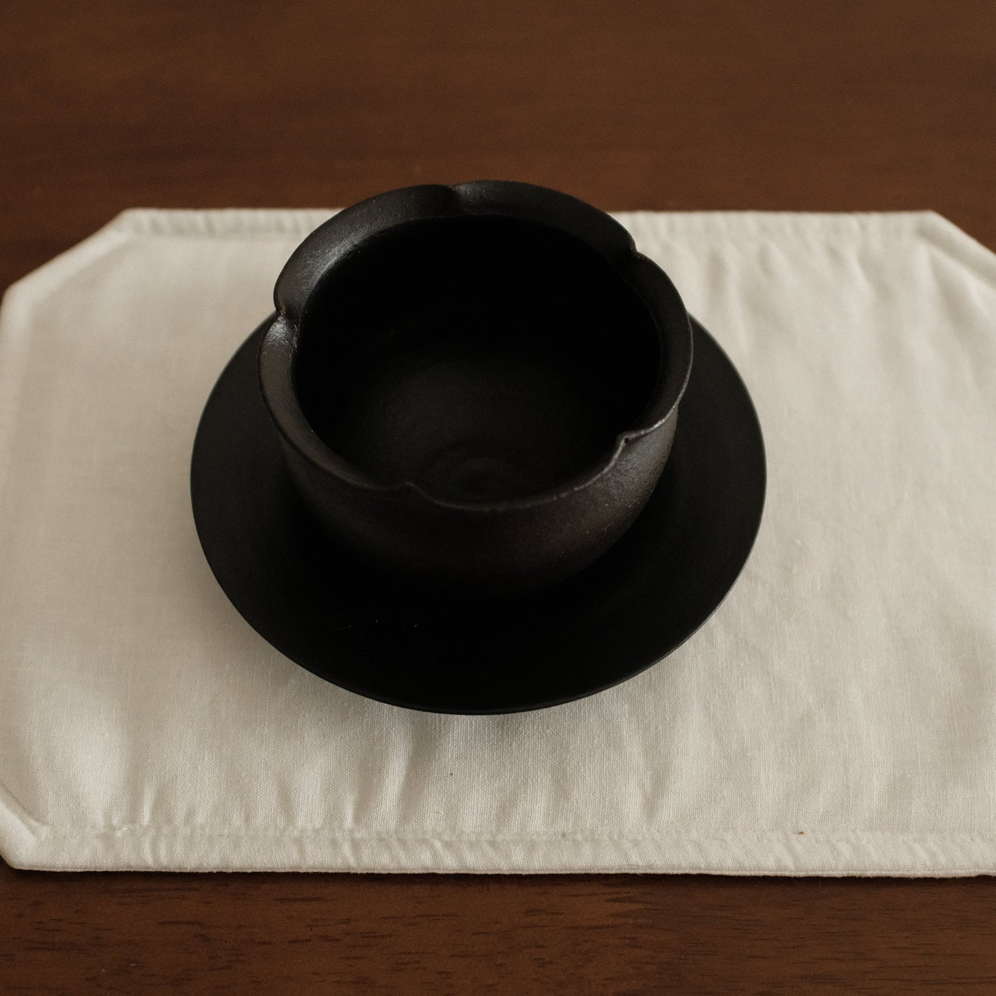Yuli Handmade Ebony Black Glaze Tea Plate Black Glaze Underglazed Stoneware