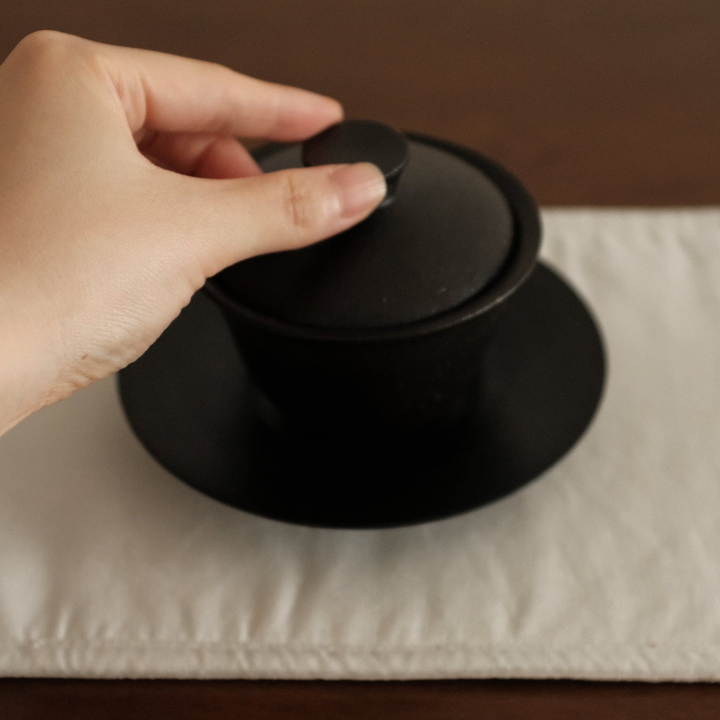 Yuli Handmade Ebony Black Glaze Tea Plate Black Glaze Underglazed Stoneware
