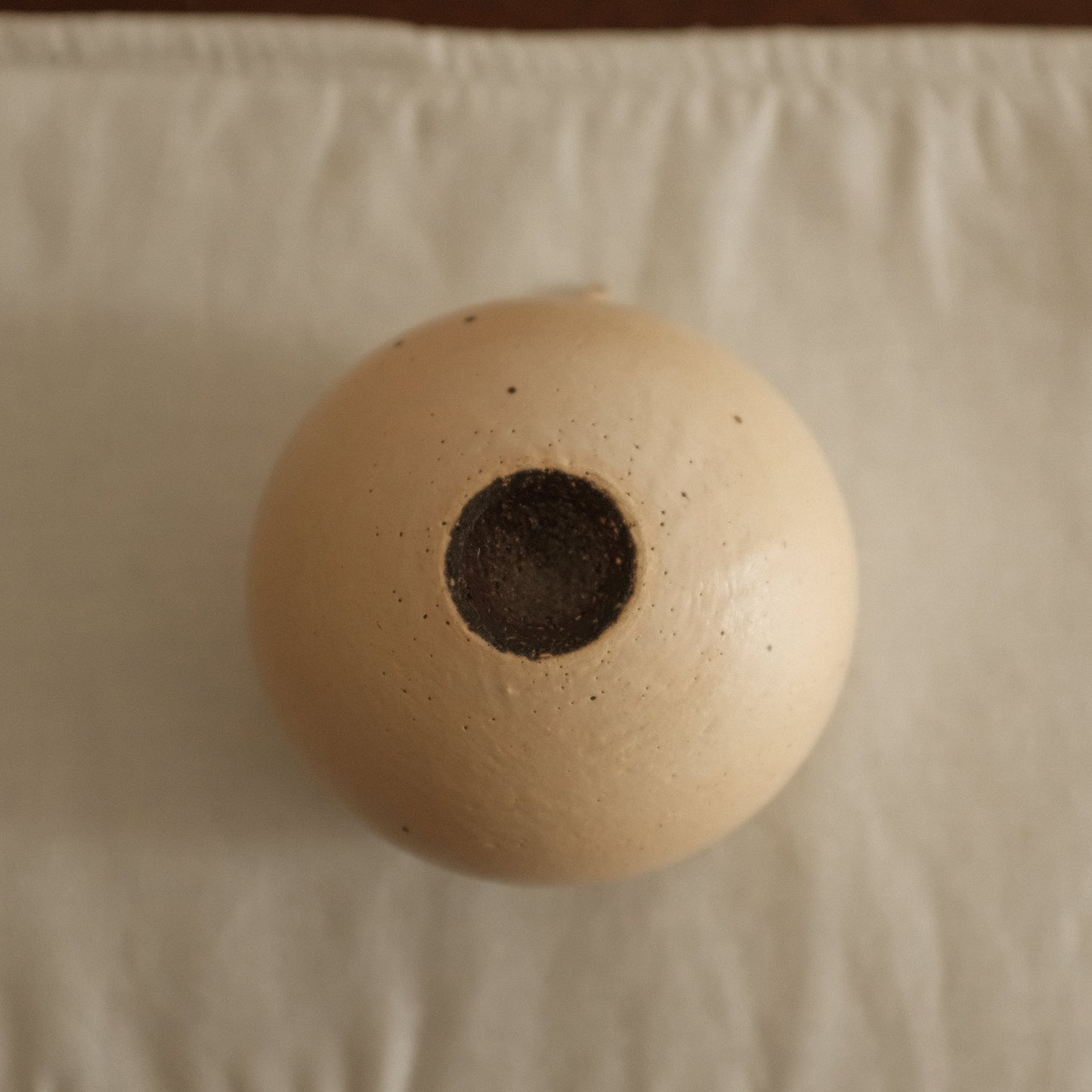Yuli Handmade Cream Beige Apple Cup Bowl Powdered Glaze Underglaze Stoneware