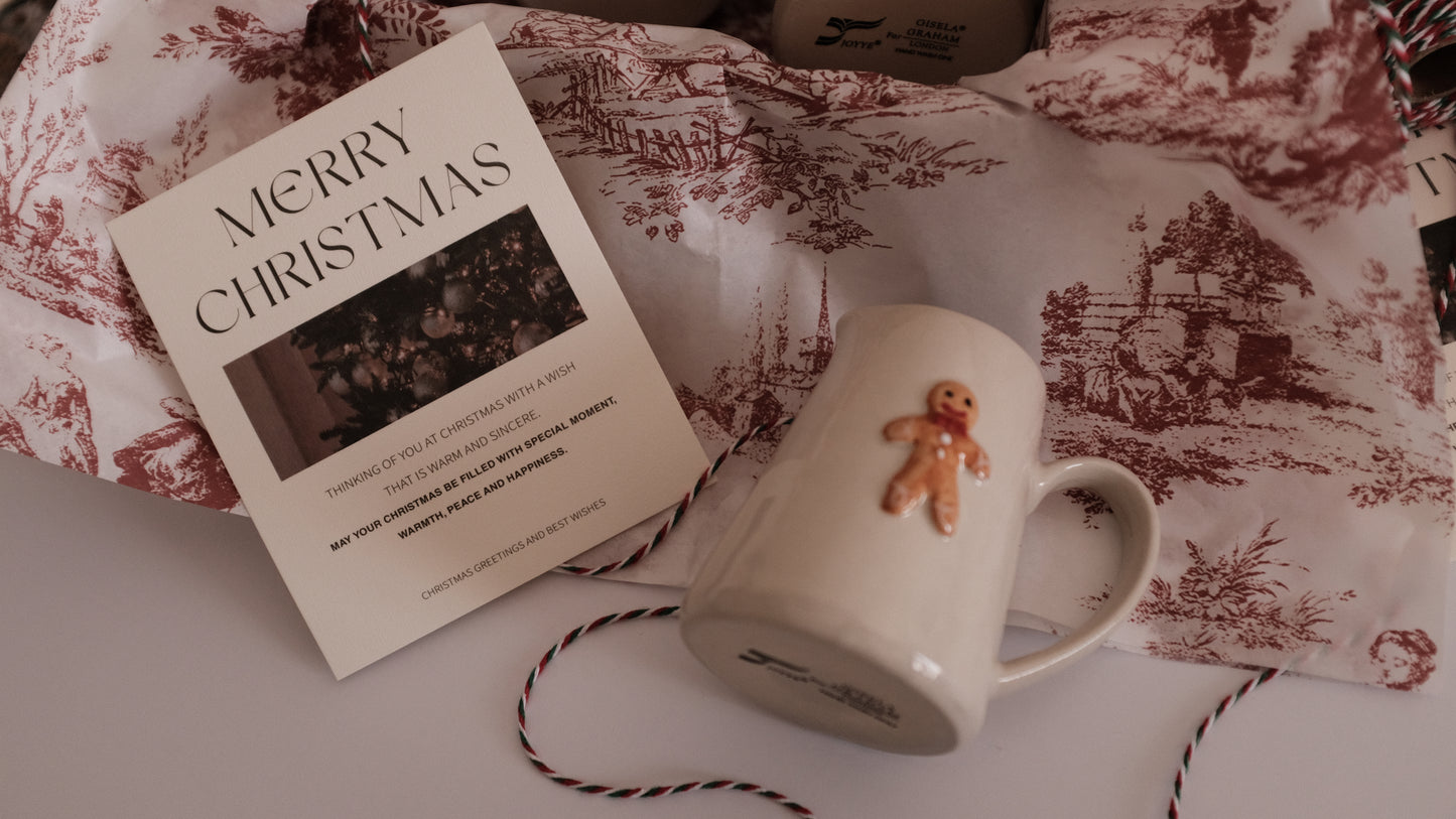 NOELLE Christmas Rustic Charm Handpainted Gingerbread Man Relief Ceramic Pitcher Jug