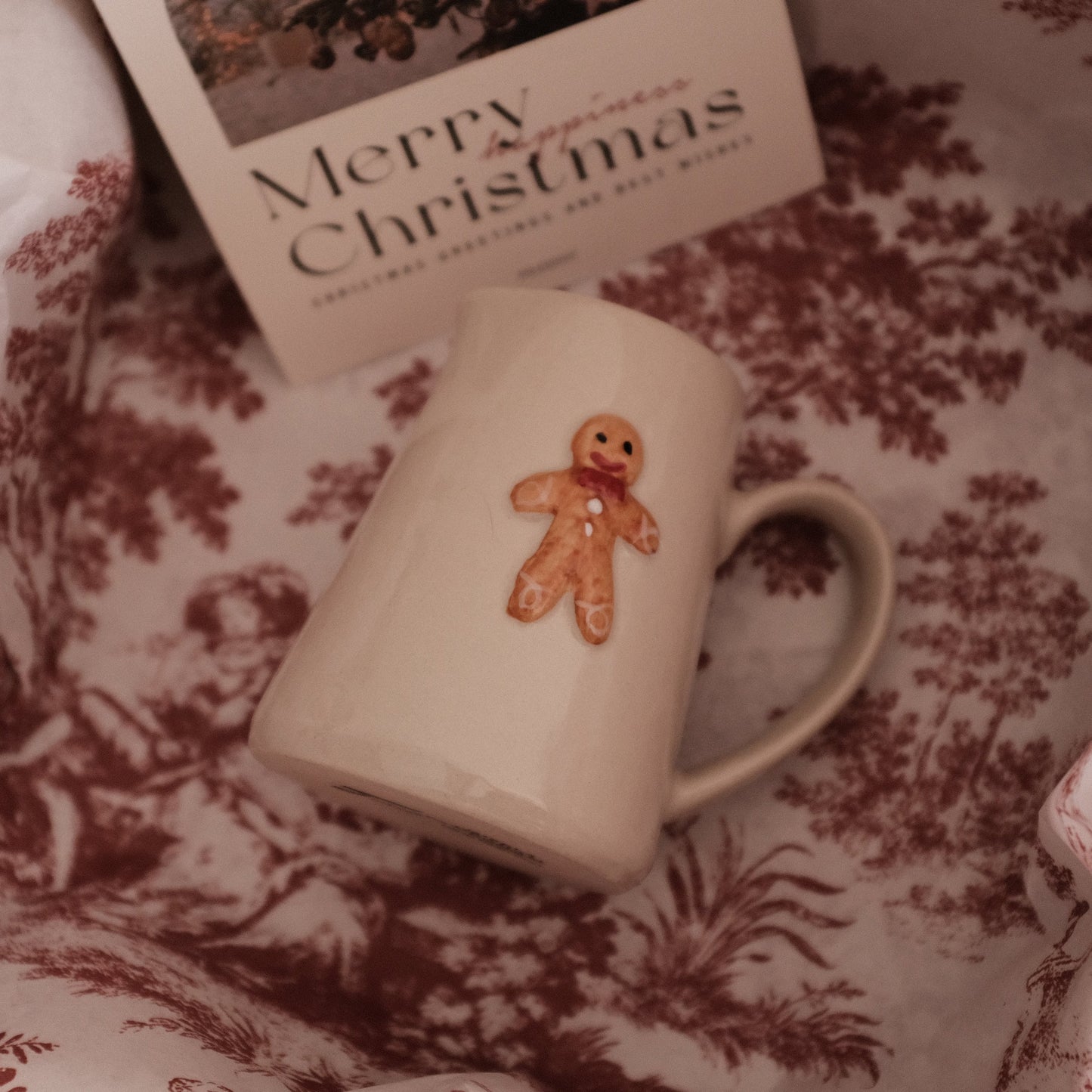 NOELLE Christmas Rustic Charm Handpainted Gingerbread Man Relief Ceramic Pitcher Jug