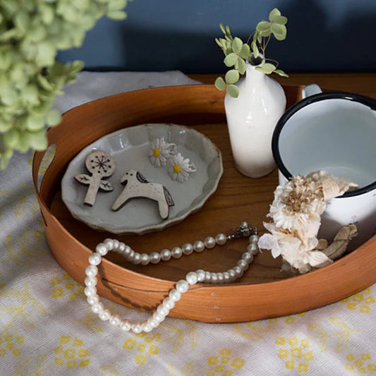 Homestead Japan Cherry Wood Shaker Oval Handle Tray