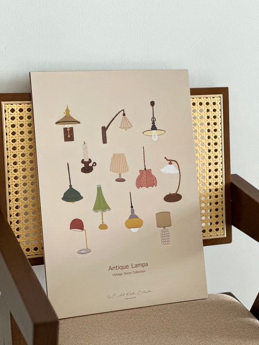 IvyC Art A3 Size Poster Antique Lamps Vintage Decor Collection