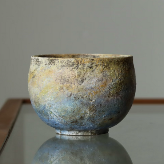 Hommage à Monet Mood Two Egg Cup Coffee Cup Engobe Matte Textured Ceramic Stoneware