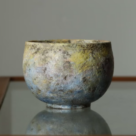 Hommage à Monet Mood Two Egg Cup Coffee Cup Engobe Matte Textured Ceramic Stoneware