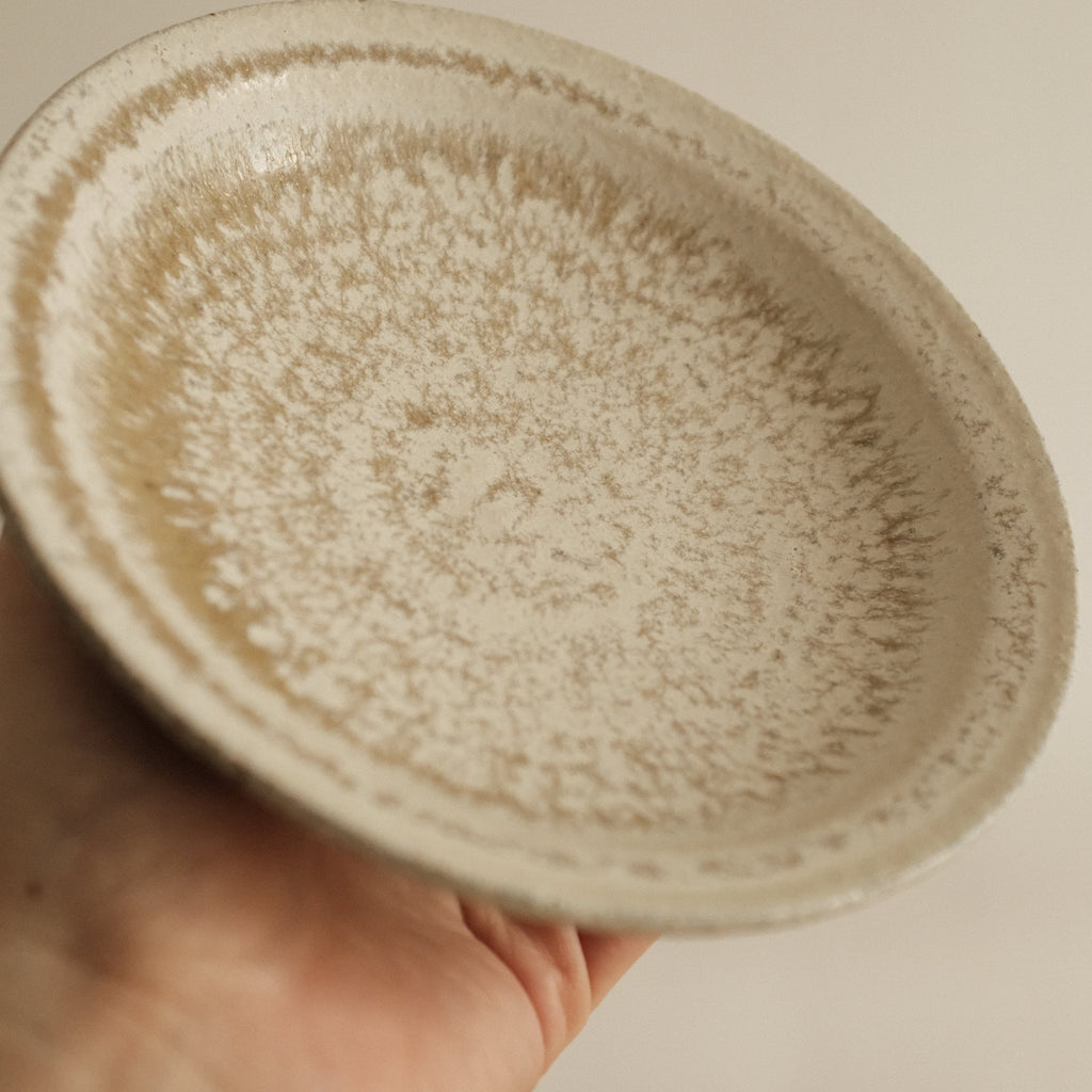 Kyuuko Mashiko Konayuki Powder Snow Glaze Rimmed Plate