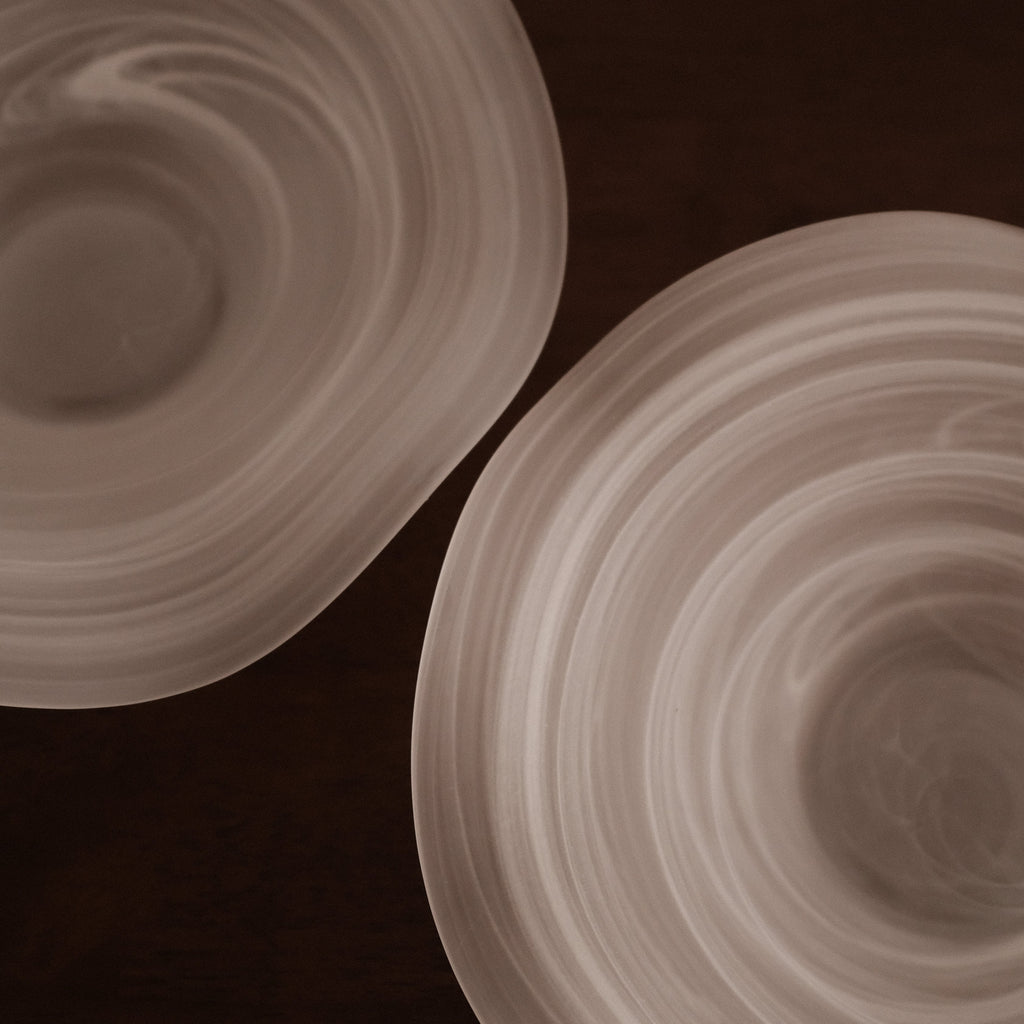 ESME Handmade Wavy Round Frosted Glass Cosmic Deep Plate White