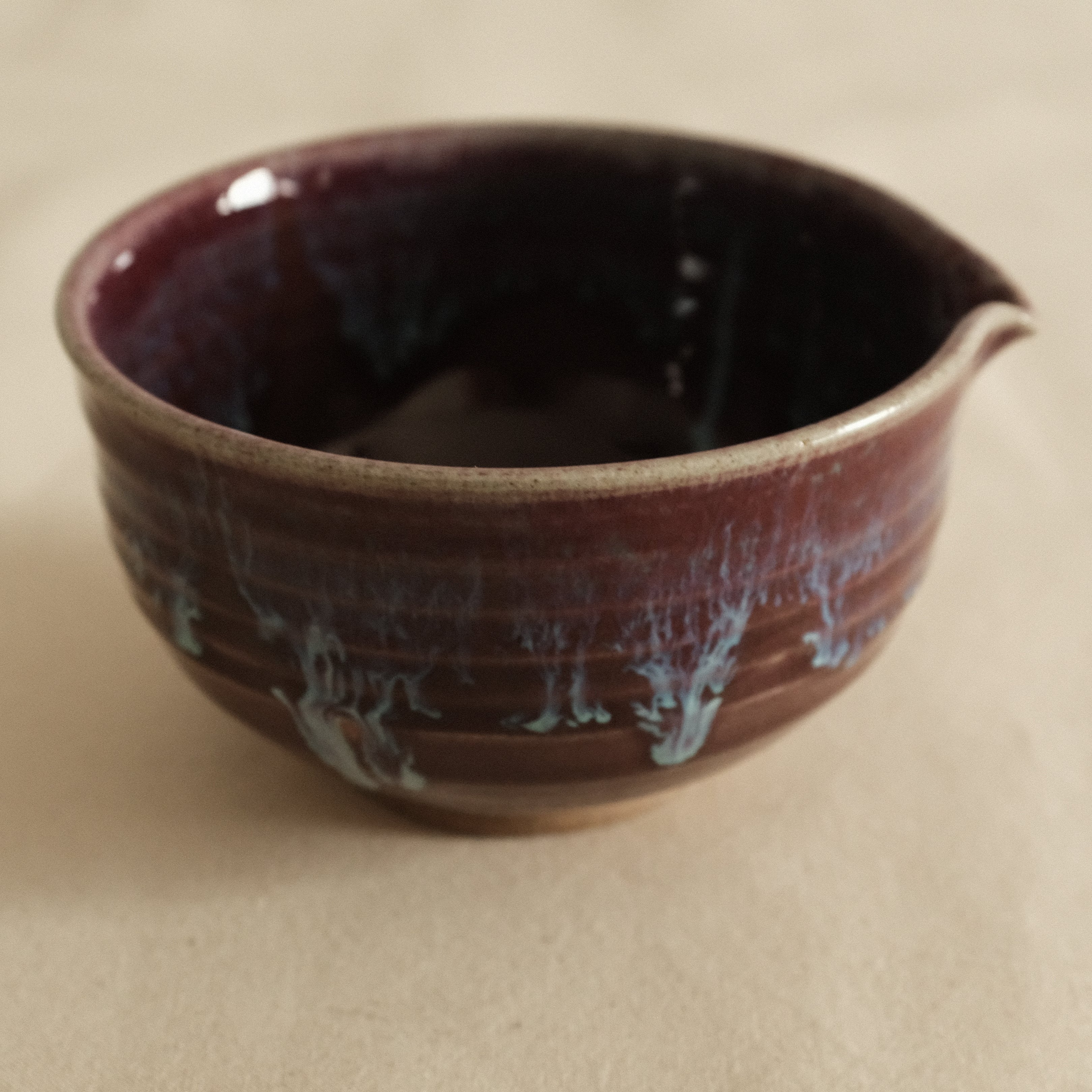 Hana Izumi Kiln Japan Shinsha No Nagare Cinnabar Flow Katakuchi Chawan Matcha Bowl Aritaware