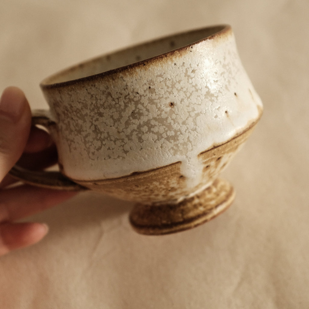 Kazuhito Yamamoto White Milky Glaze Antique Goblet Mug