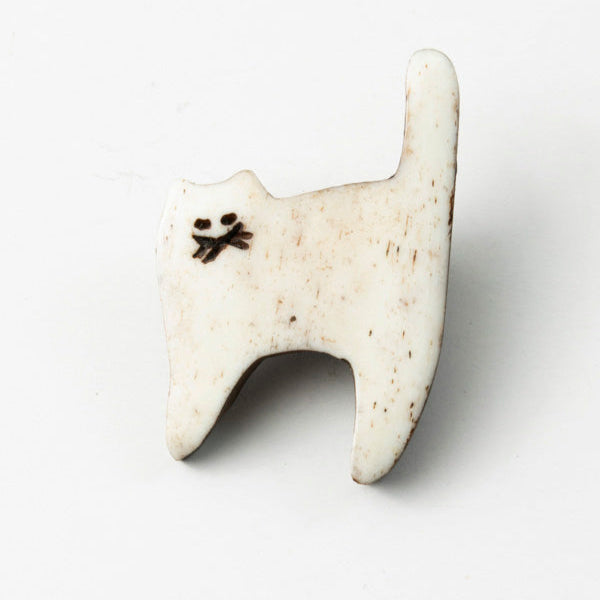 Akorat Japan Bone Brooch Cat