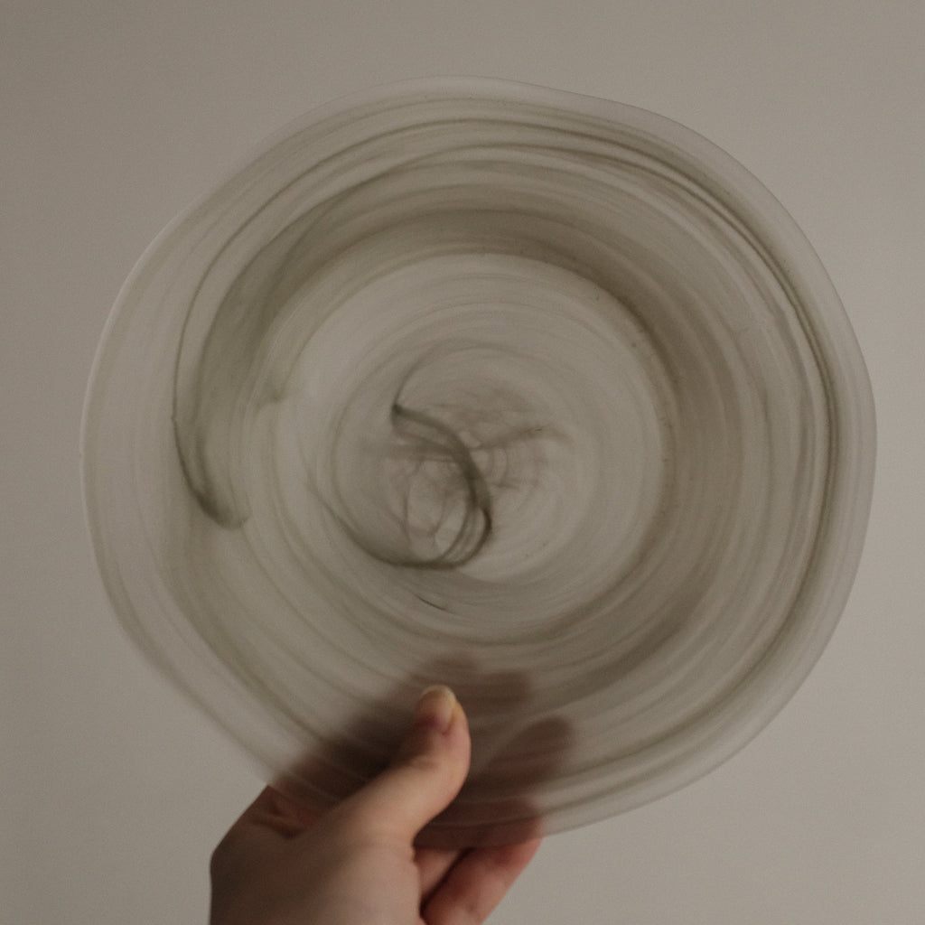 ESME Handmade Wavy Round Frosted Glass Cosmic Deep Plate Moss Green