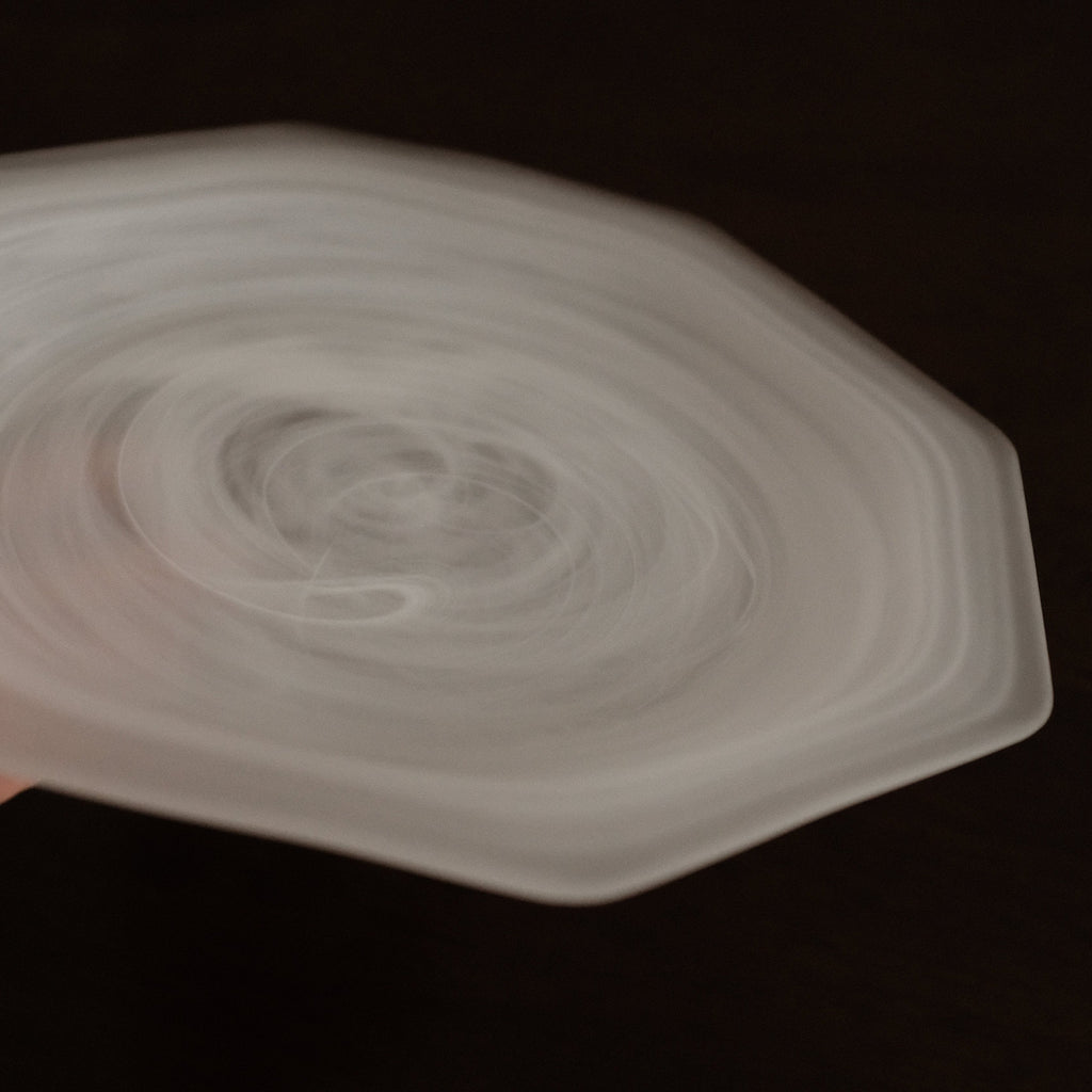 ESME Handmade Hexagon Frosted Glass Cosmic Plate White