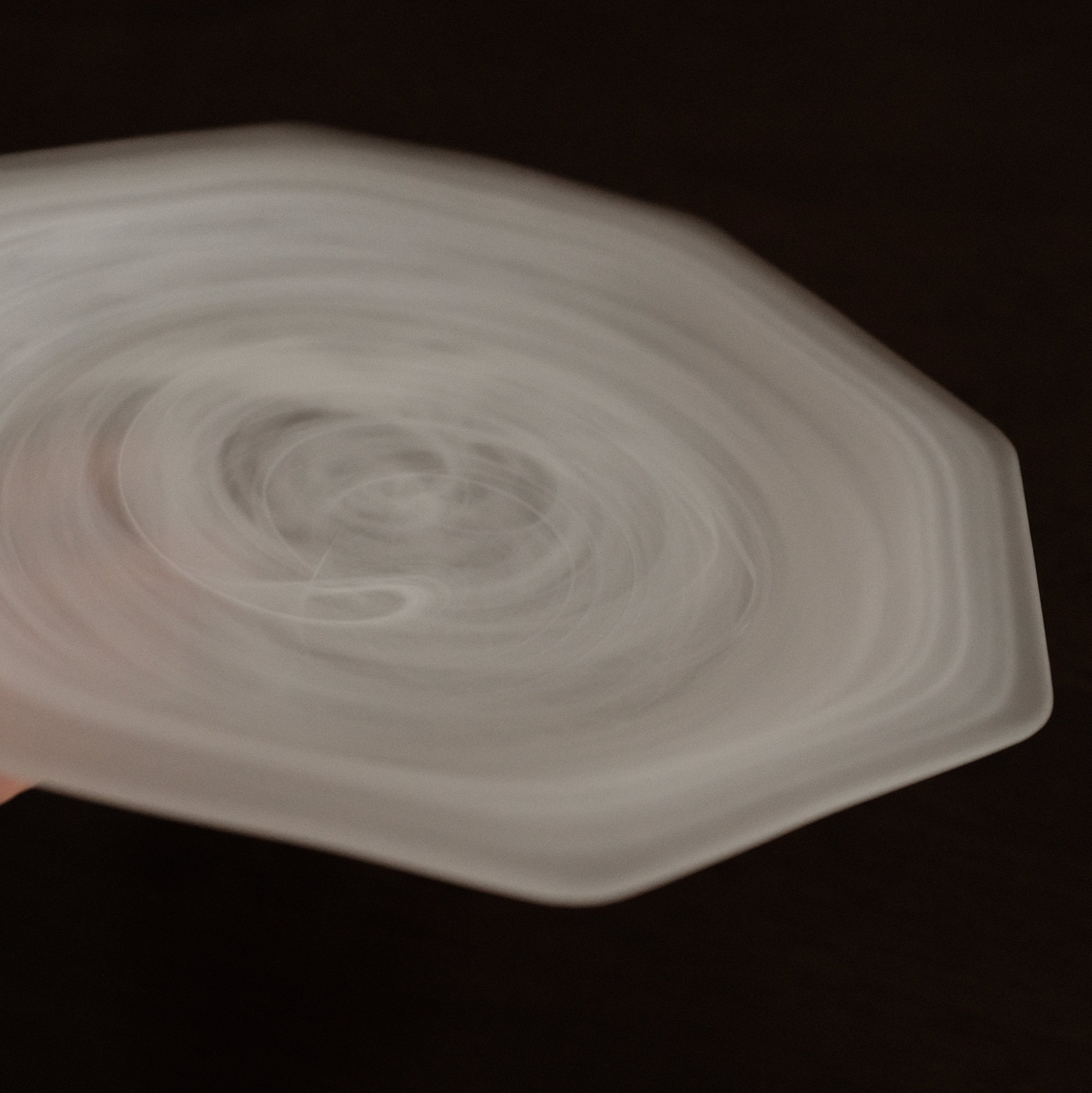 ESME Handmade Hexagon Frosted Glass Cosmic Plate White