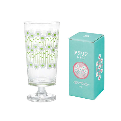 Aderia Retro Japan Rhapsody White Flowers Glass with Legs