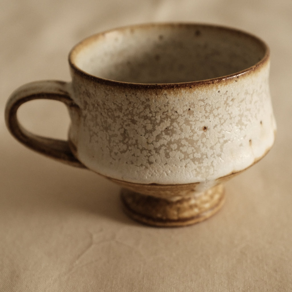 Kazuhito Yamamoto White Milky Glaze Antique Goblet Mug