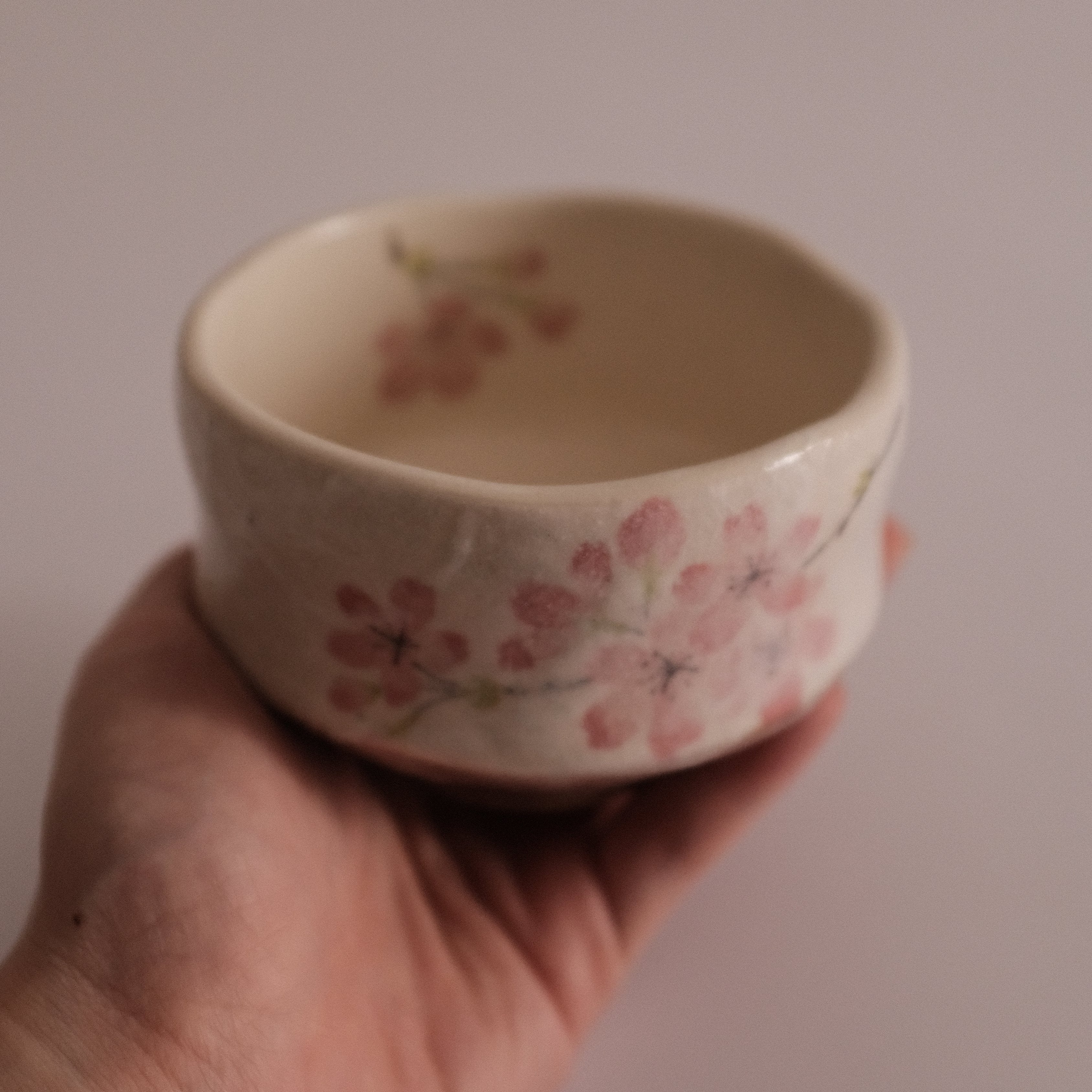 Hatsuichi Japan Pink Cherry Blossom Mini Chawan Matcha Bowl Tea Bowl Minoware