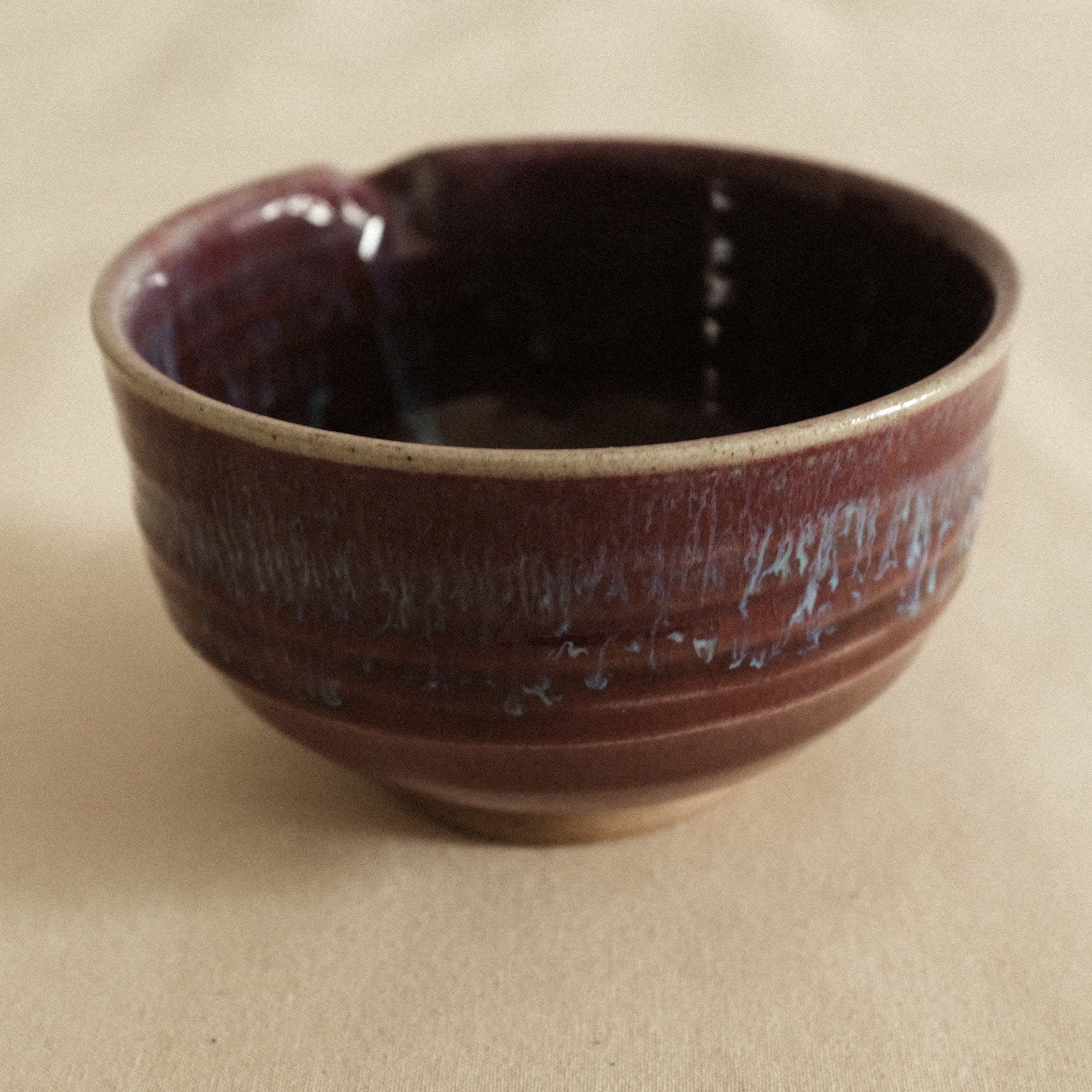 Hana Izumi Kiln Japan Shinsha No Nagare Cinnabar Flow Katakuchi Chawan Matcha Bowl Aritaware