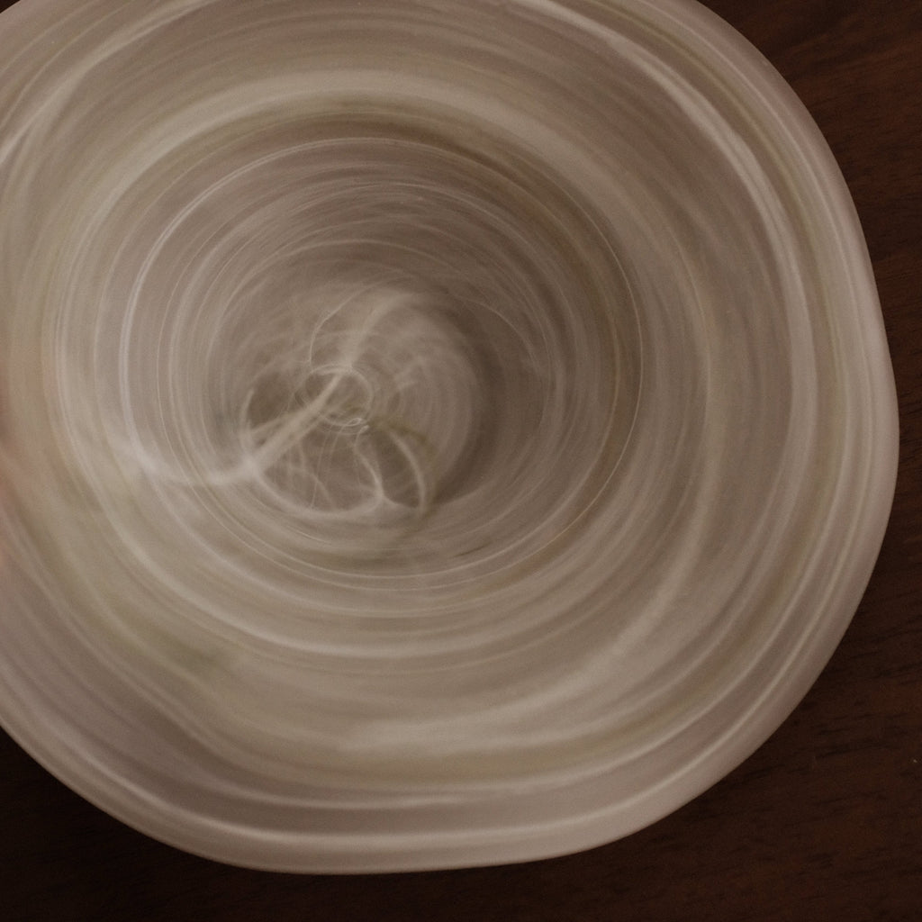 ESME Handmade Wavy Round Frosted Glass Cosmic Deep Plate Moss Green