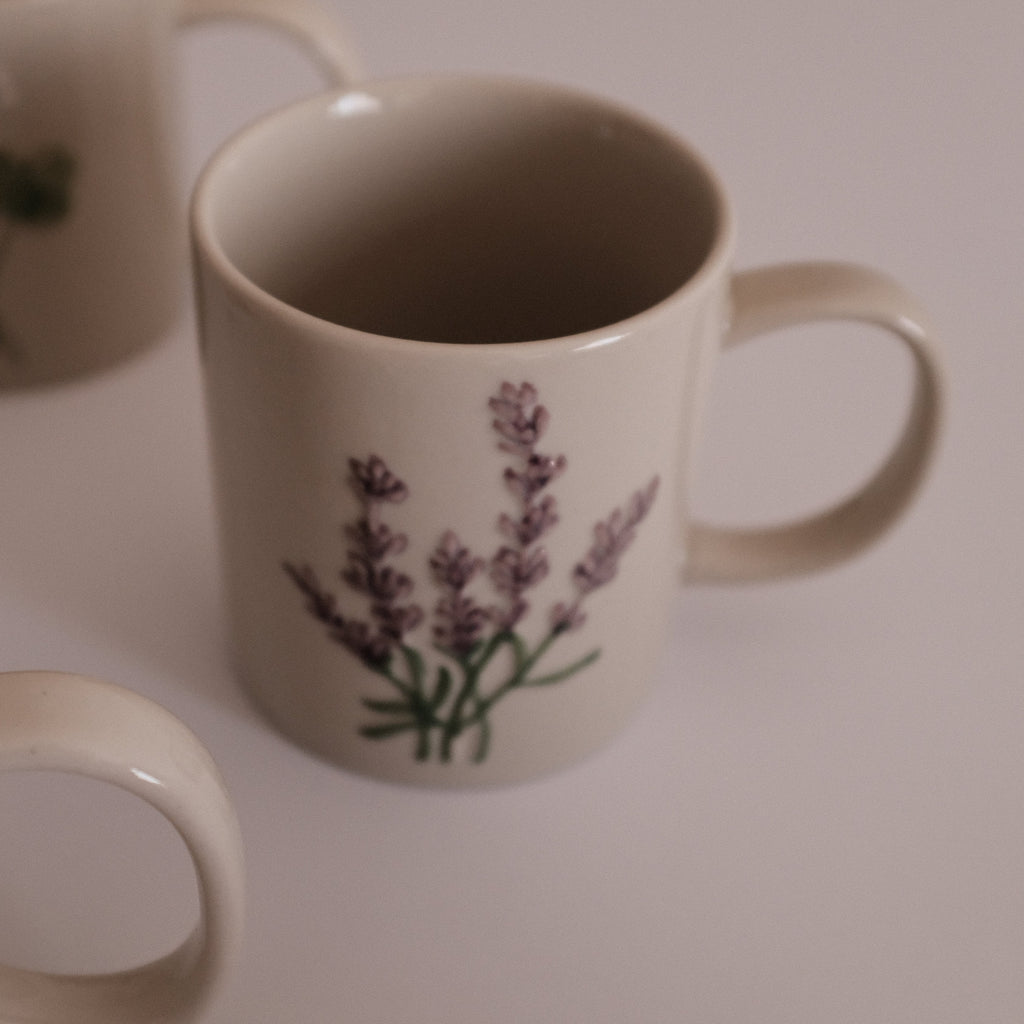 SUMMERIE Rustic Charm Whimsical Floral Lavender Relief Ceramic Mug
