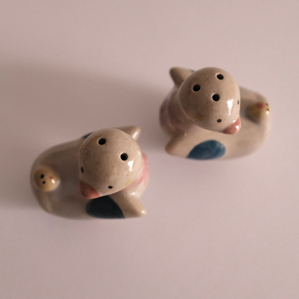 DAISY Duck Retro Ceramic Salt Pepper Condiment Shaker Bottle Duo Set