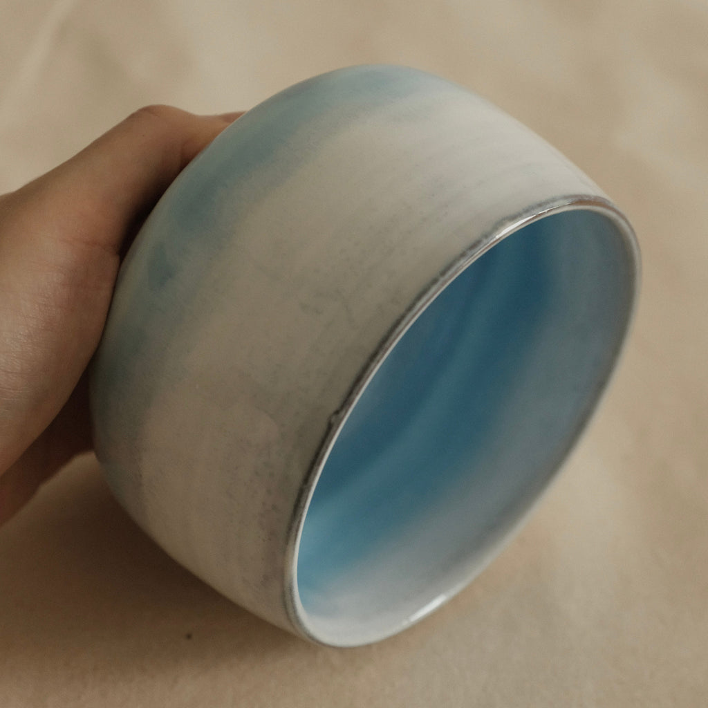 Aika Japan Buruparu Blue Pearl Glaze Chawan Matcha Bowl Hasami ware