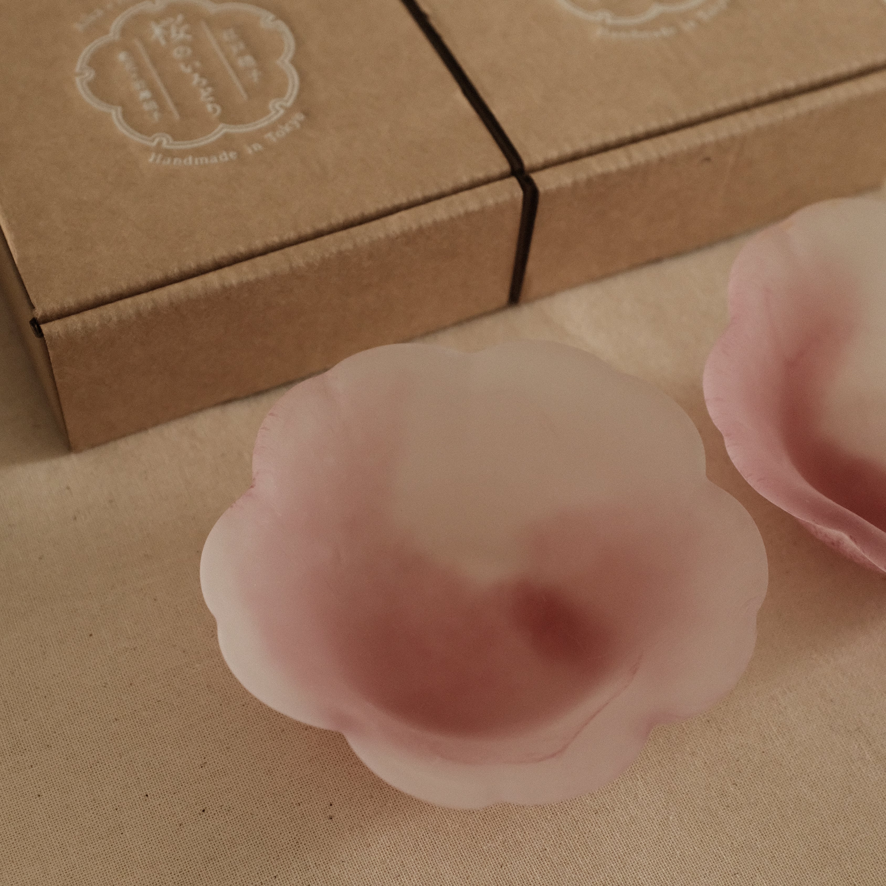 Aika Japan X Iwasawa Glass Honoka Handmade Small Edo Glass Bowl White Pink Cherry Blossom