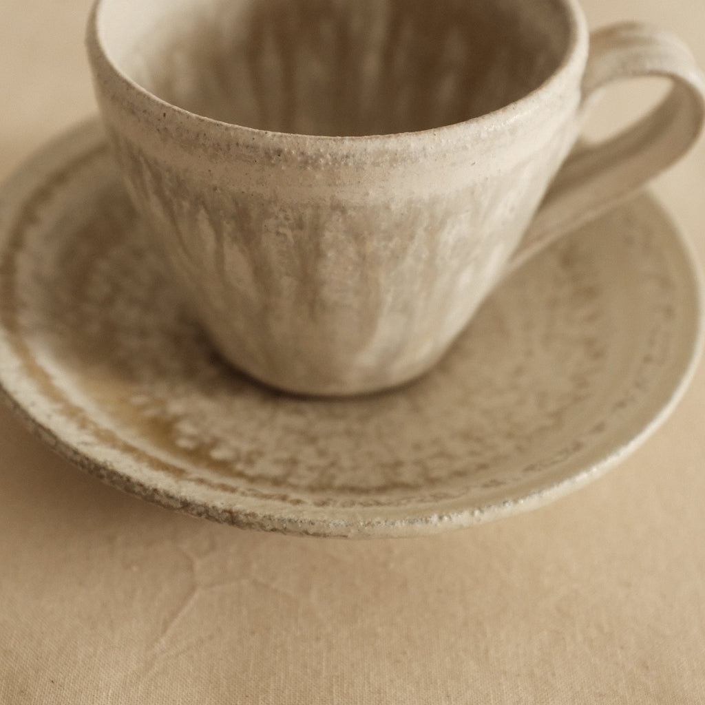 Kyuuko Mashiko Konayuki Powder Snow Glaze Rimmed Plate