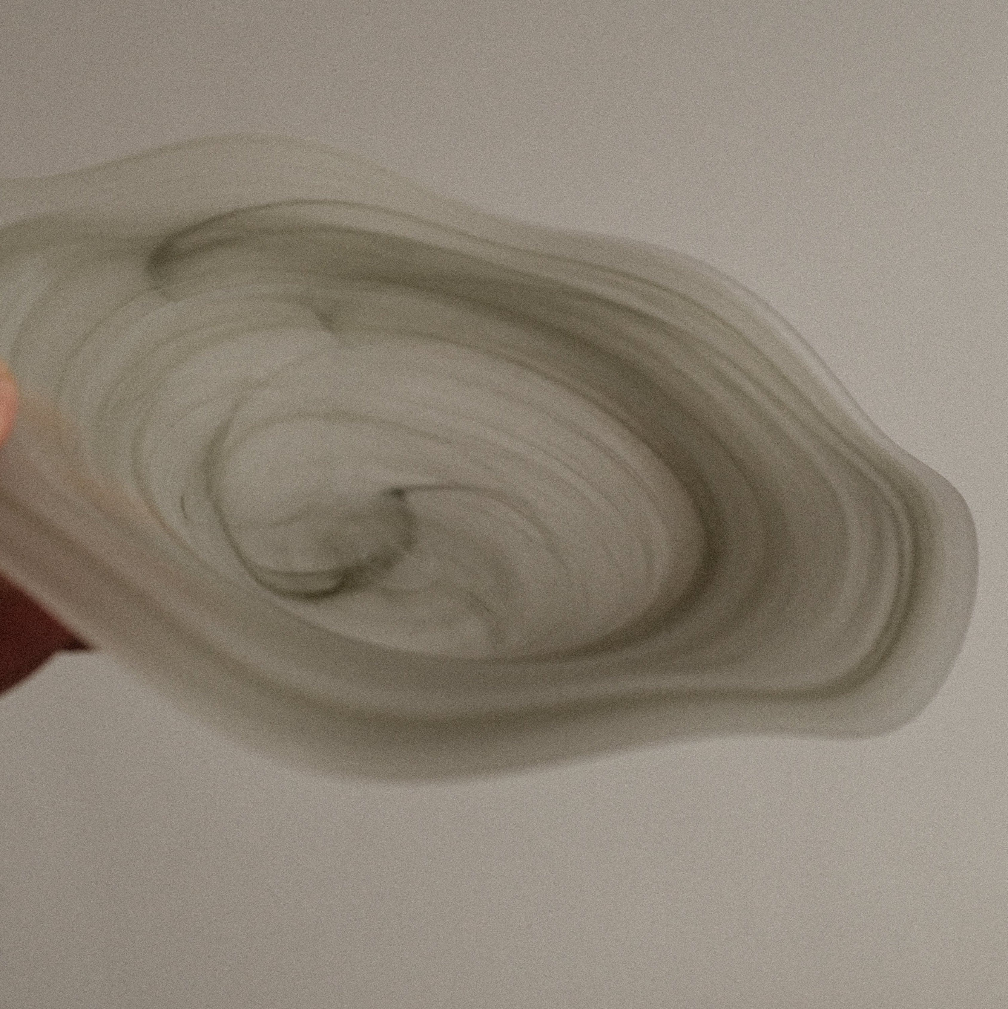 ESME Handmade Wavy Round Frosted Glass Cosmic Deep Plate Moss Green