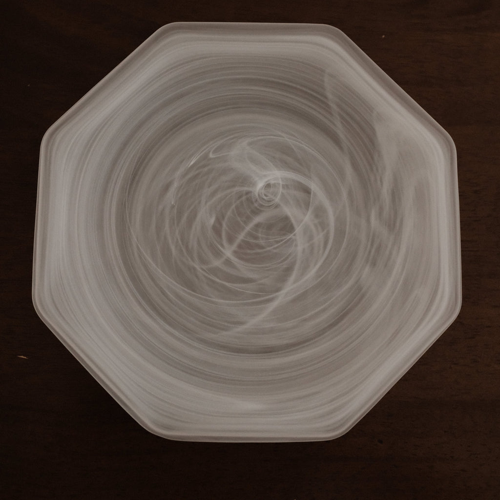 ESME Handmade Hexagon Frosted Glass Cosmic Plate White