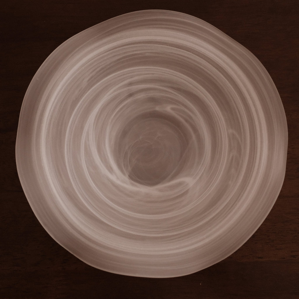 ESME Handmade Wavy Round Frosted Glass Cosmic Deep Plate White