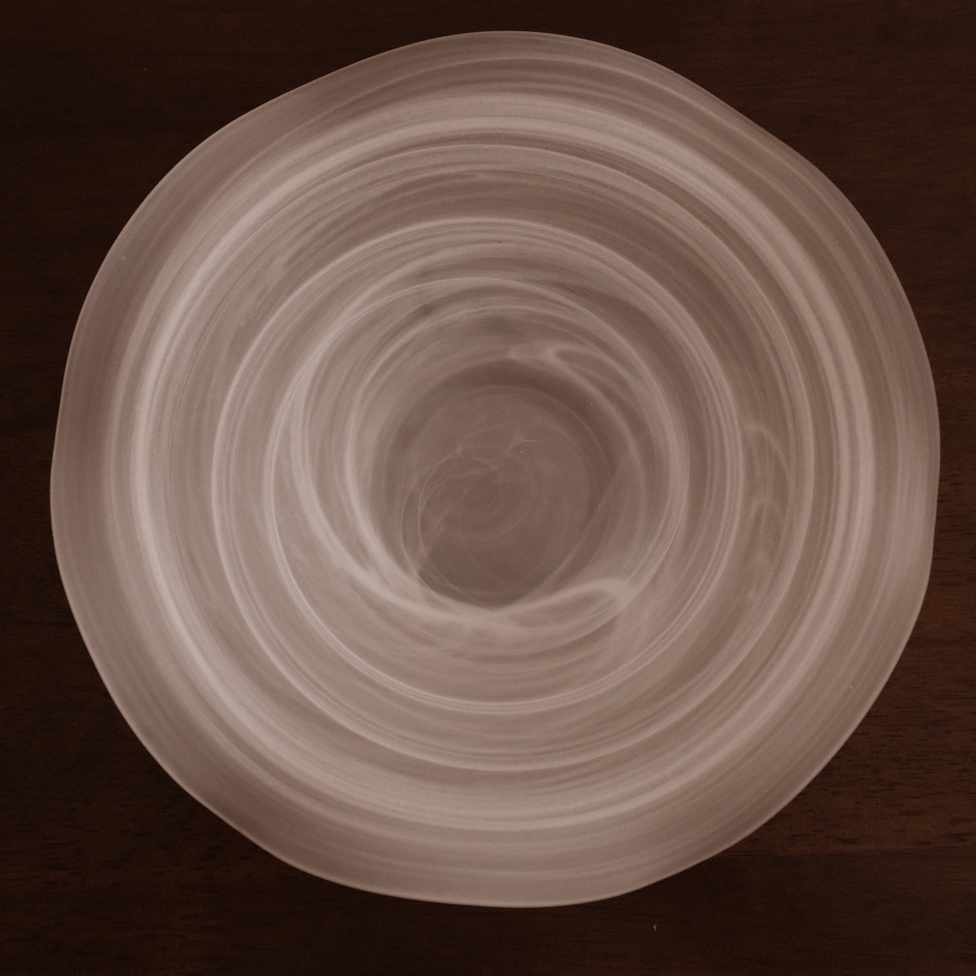 ESME Handmade Wavy Round Frosted Glass Cosmic Deep Plate White