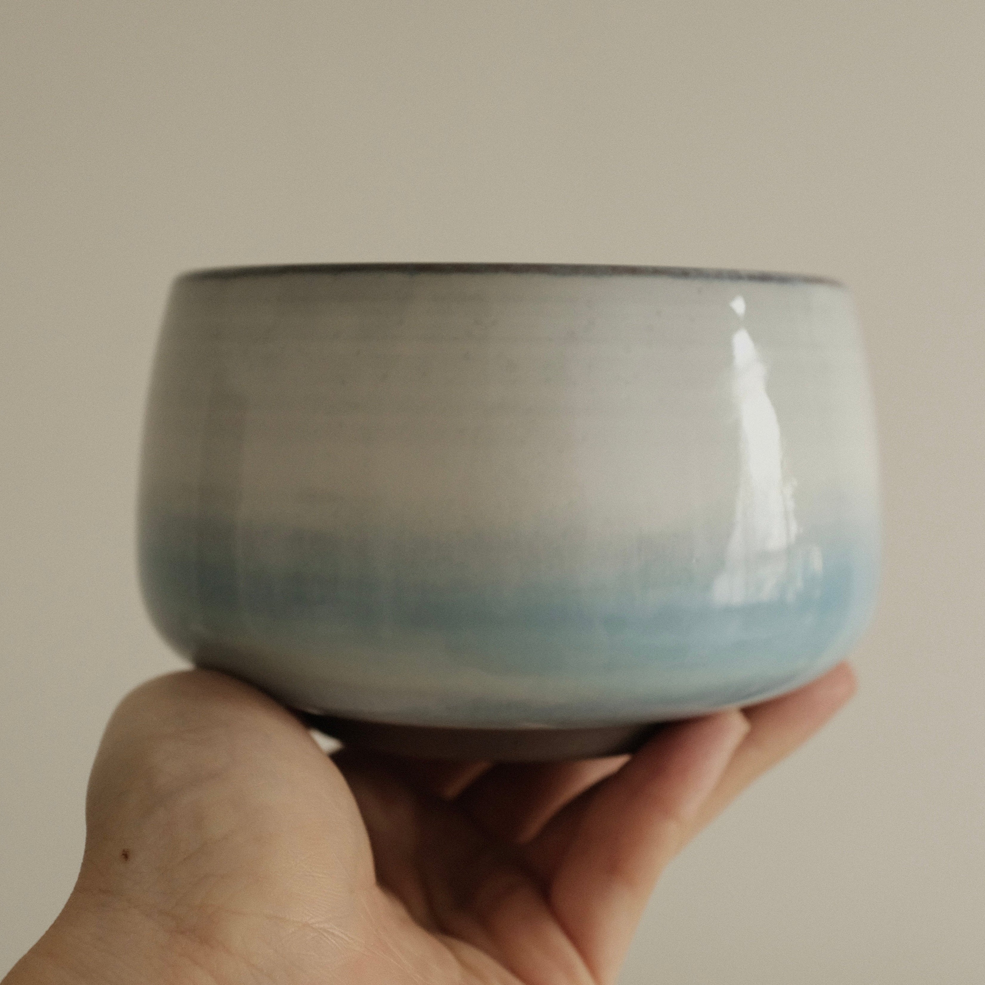 Aika Japan Buruparu Blue Pearl Glaze Chawan Matcha Bowl Hasami ware