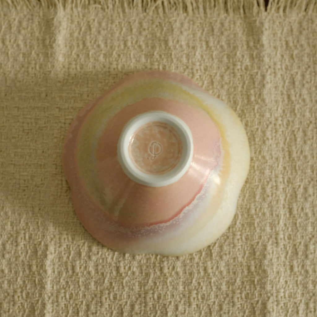 PG Handmade Rose Quartz Pink Sand Matte Glaze Floral Conical Bowl