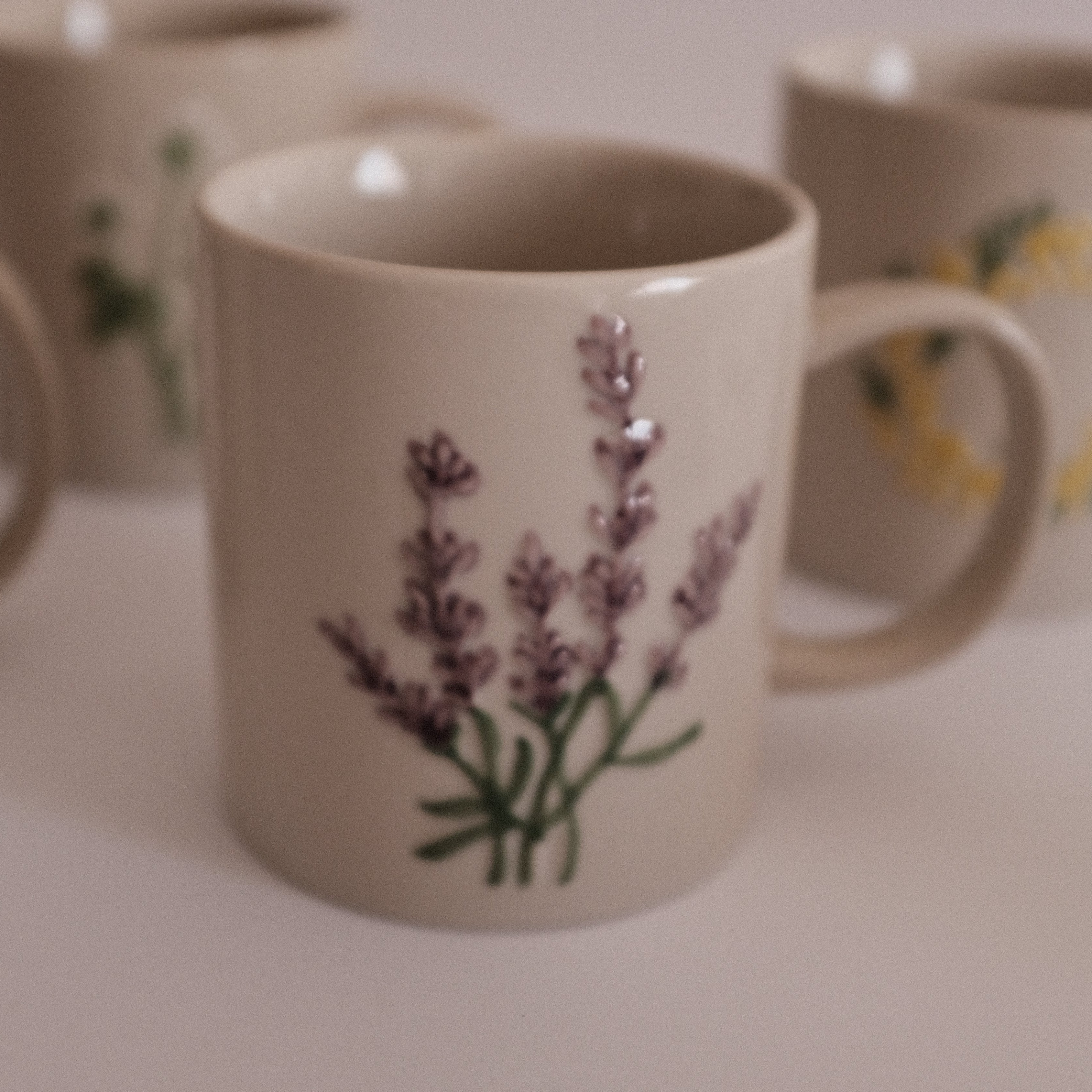 SUMMERIE Rustic Charm Whimsical Floral Lavender Relief Ceramic Mug
