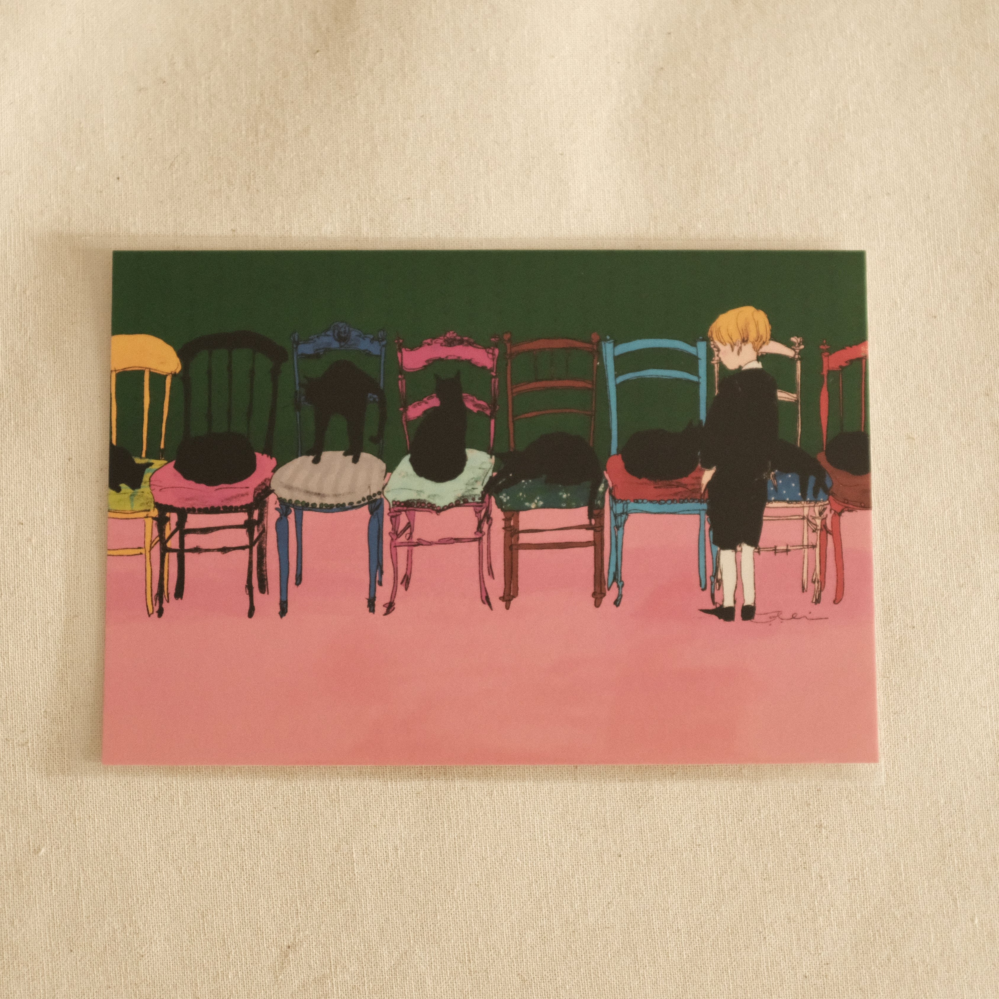 Kurahashi Rei Cat Musical Chairs Postcard